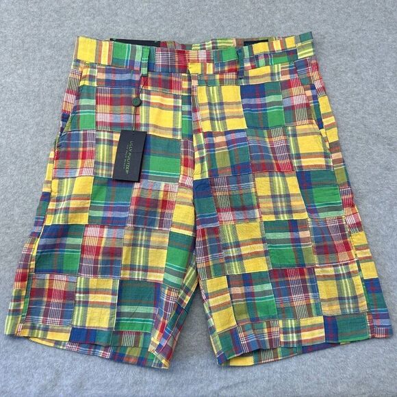NWT Men's Lilly Pulitzer‎ Everglades Shorts Size 32 Dandy Madras Patchwork Plaid - Picture 1 of 10